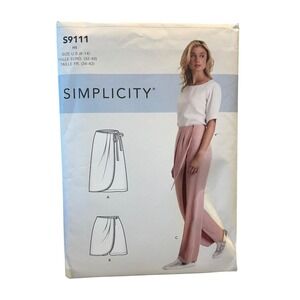 Simplicity S9111 Faux Wrap Pants Skirt Shorts Size 6-14 Sewing Pattern